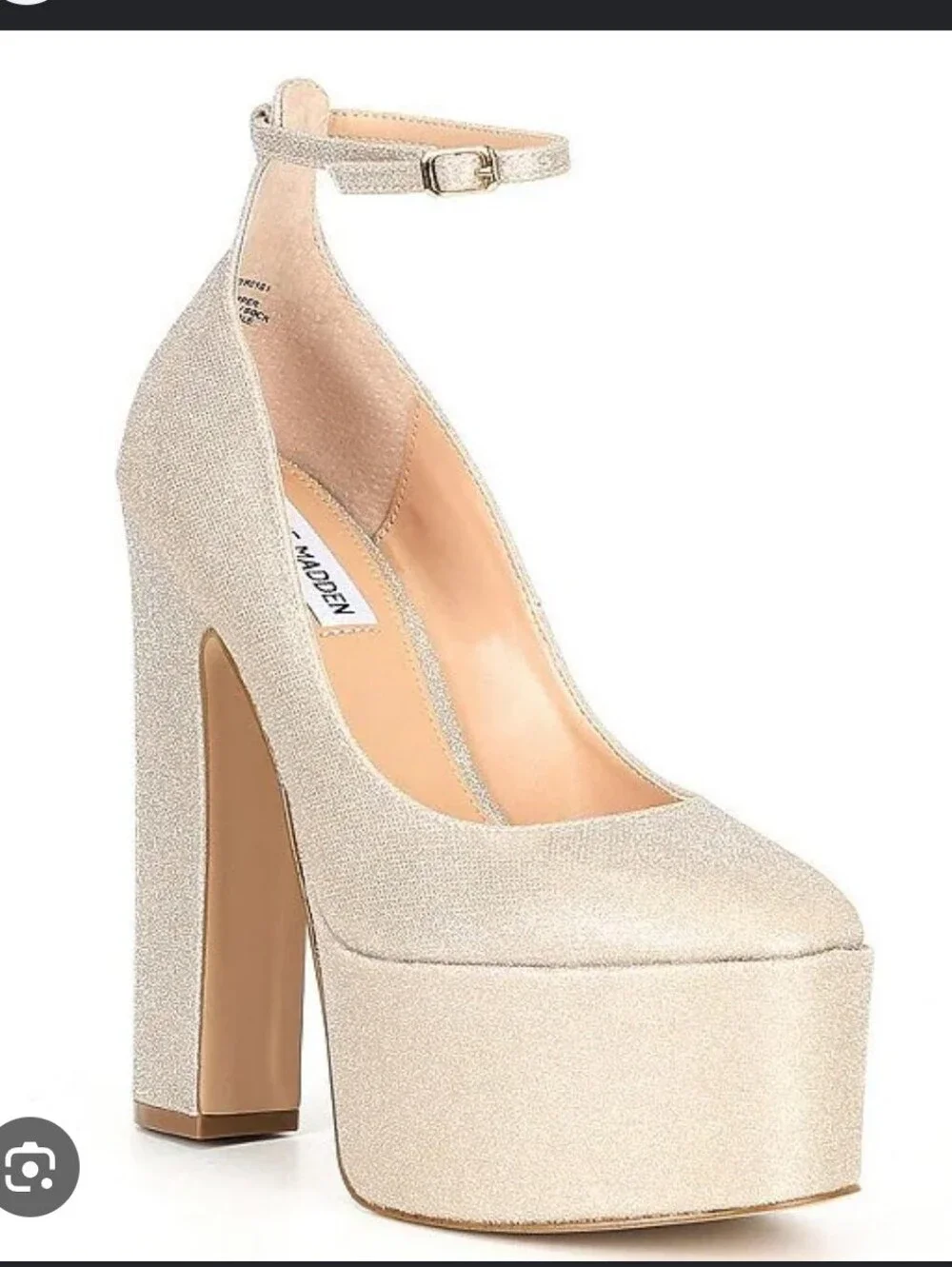 Steve Madden Skyrise Glitter Platform Pumps in Champagne 7.5